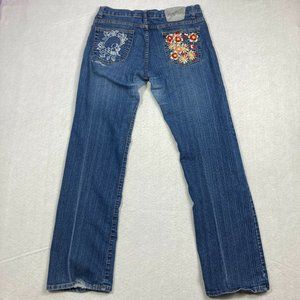 Ed Hardy By Christian Audigier Womens Blue Medium Wash Bootcut Jeans Size 13/14